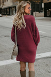 Red Black/Red/Green/Gray/Khaki Autumn Winter Long Lantern Sleeve Knitted Sweatshirt Dress LC221011-3