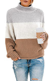 Multicolor Women's Fashion Cable Knit Turtleneck Sweater Casual Thick Tops Long Sleeve Pullover LC270118-22