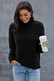 Black Women's Fashion Cable Knit Turtleneck Sweater Casual Thick Tops Long Sleeve Pullover LC270118-2