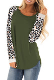 Green Black/Green Leopard Print Long Sleeve Pullover Top LC252999-9