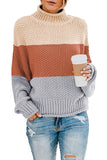 Brown Women's Fashion Cable Knit Turtleneck Sweater Casual Thick Tops Long Sleeve Pullover LC270118-17