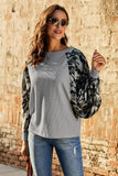 Women's Thermal Round Neck Camo Contrast Dolman Top