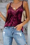 Red Black/Red/Gray/Pink/Gray Velvet Lace Cami Tank LC253283-3