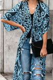 Blue Black/Blue/Gray/Apricot Printed Duster Kimono  LC85471-5