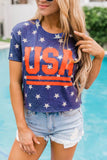 Star Print Cropped USA Graphic Tee