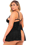 Black Black/Pink Plus Size Lace Valentine Babydoll with Thong LC31501-2