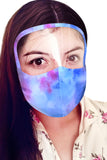 Sky Blue Sky Blue/Multicolor Tie Dye Face Mask with Transparent Shield Brown/Apricot Leopard Face Mask with Transparent Shield KZ116-4
