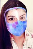 Sky Blue Sky Blue/Multicolor Tie Dye Face Mask with Transparent Shield Brown/Apricot Leopard Face Mask with Transparent Shield KZ116-4