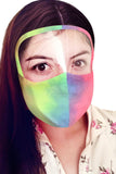 Multicolor Tie Dye Face Mask with Transparent Shield