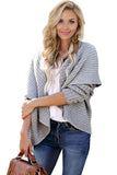 Gray Women's Winter Casual Loose Long Sleeve Coat Solid Color High-Low Hemline Open Front Cardigan LC271008-11