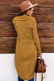 Brown Women's Winter Casual Loose Long Sleeve Coat Solid Color High-Low Hemline Open Front Cardigan LC271008-17