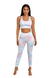 Multicolor Gray/Brown Cheetah Print Sport Bra Pants Set Tie-dye Print Sport Bra Pants Set LC26081-22