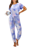 Multicolor Black/Red/Blue/Green/Multicolor Pocketed Tie-dye Knit Jumpsuit LC44005-22