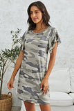 Khaki Green/Gray/Khaki Pile Of Sleeves Camouflage Dress LC221230-16