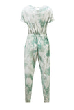 Green Black/Red/Blue/Green/Multicolor Pocketed Tie-dye Knit Jumpsuit LC44005-9