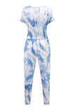 Blue Black/Red/Blue/Green/Multicolor Pocketed Tie-dye Knit Jumpsuit LC44005-5