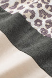 Khaki Women's Casual Triple Color Block Srtipes Hoodies Kangroo Pocket Pullover Drawstring Sweatshirt LC253728-16