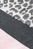 Pink Women's Casual Triple Color Block Srtipes Hoodies Kangroo Pocket Pullover Drawstring Sweatshirt LC253728-10