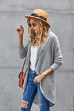 Gray Women's Winter Casual Loose Long Sleeve Coat Solid Color High-Low Hemline Open Front Cardigan LC271008-11