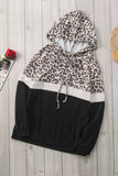Black Women's Casual Triple Color Block Srtipes Hoodies Kangroo Pocket Pullover Drawstring Sweatshirt LC253728-2