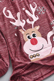 Red Women's Casual Fashion Top Cowl Neck Zipped Pullover Christmas Reindeer Snow Print Sweatshirt  LC252977-3