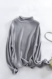 Gray Women's Fashion Cable Knit Turtleneck Sweater Casual Thick Tops Long Sleeve Pullover LC270118-11