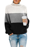 Gray Women's Fashion Cable Knit Turtleneck Sweater Casual Thick Tops Long Sleeve Pullover LC270118-1011