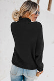 Black Women's Fashion Cable Knit Turtleneck Sweater Casual Thick Tops Long Sleeve Pullover LC270118-2