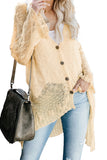Apricot Pink/Gray/Apricot Loose Lightweight V Neck Buttoned Sheer Knit Cardigan LC271026-18