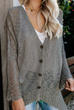 Gray Pink/Gray/Apricot Loose Lightweight V Neck Buttoned Sheer Knit Cardigan LC271026-11