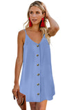 Sky Blue White/Black/Blue/Green/Apricot Buttoned Slip Dress LC220704-4
