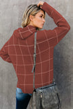 Brown Black/Green/Gray/Orange/Beige/Khaki/Brown/Apricot Grid Pattern Turtleneck Sweater LC270176-17