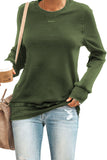 Green Black/Blue/Gray/Green/Pink Round Neck Ribbed Hemline Solid Sweatshirt LC2531658-9