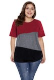 Oversized Casual Round Neck Color Block Shirt