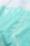 Green Women's Winter Loose Casual Long Sleeve Drop Shoulder Tie Dye Color Block Drawstring Kangroo Pocket Hoodies  LC252938-9