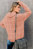 Khaki Black/Green/Gray/Orange/Beige/Khaki/Brown/Apricot Grid Pattern Turtleneck Sweater LC270176-16