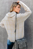 Beige Black/Green/Gray/Orange/Beige/Khaki/Brown/Apricot Grid Pattern Turtleneck Sweater LC270176-15