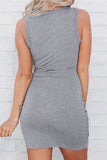 Gray Black/Blue/Gray Round Neck Slim Hollow Out Knotted Mini Dress LC221872-11