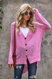 Pink Pink/Gray/Apricot Loose Lightweight V Neck Buttoned Sheer Knit Cardigan LC271026-10
