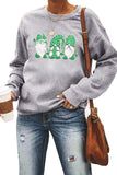 Green Women's Fashion Cartoon Pattern Long Sleeve Crew Neck Top LC253199-9