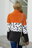 Orange Black/Green/Orange/Apricot Turtleneck Splicing Chunky Knit Pullover Sweater LC272502-14