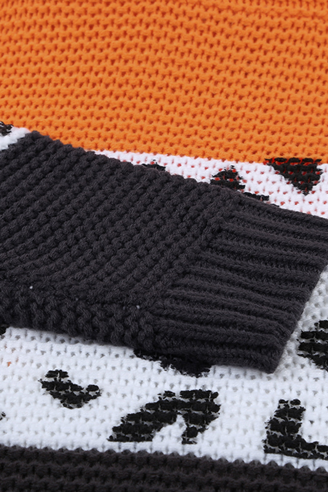 Orange Black/Green/Orange/Apricot Turtleneck Splicing Chunky Knit Pullover Sweater LC272502-14