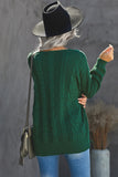 Green Women's Winter Casual Long Sleeve Solid Color Tie bow V Neck Cable Knit Sweater Drop Shoulder Tops LC27994-9