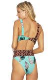 Green Black/Green Colorblock Leopard Knotted Push up High Waist Bikini Blue Leopard Knotted Push up High Waist Bikini LC43340-9