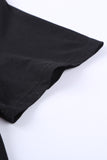 Black Black/Blue/Green/Gray Colorful Wavy Stripes Print Short Sleeve Tee LC2521961-2