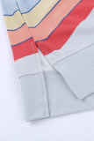 Gray Black/Blue/Green/Gray Colorful Wavy Stripes Print Short Sleeve Tee LC2521961-11