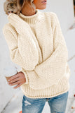 Beige Women's Fashion Cable Knit Turtleneck Sweater Casual Thick Tops Long Sleeve Pullover LC270118-15