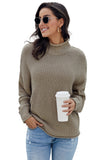 Khaki Women's Fashion Cable Knit Turtleneck Sweater Casual Thick Tops Long Sleeve Pullover LC270118-16