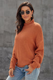 Orange Women's Fashion Cable Knit Turtleneck Sweater Casual Thick Tops Long Sleeve Pullover LC270118-14