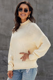 Beige Women's Fashion Cable Knit Turtleneck Sweater Casual Thick Tops Long Sleeve Pullover LC270118-15